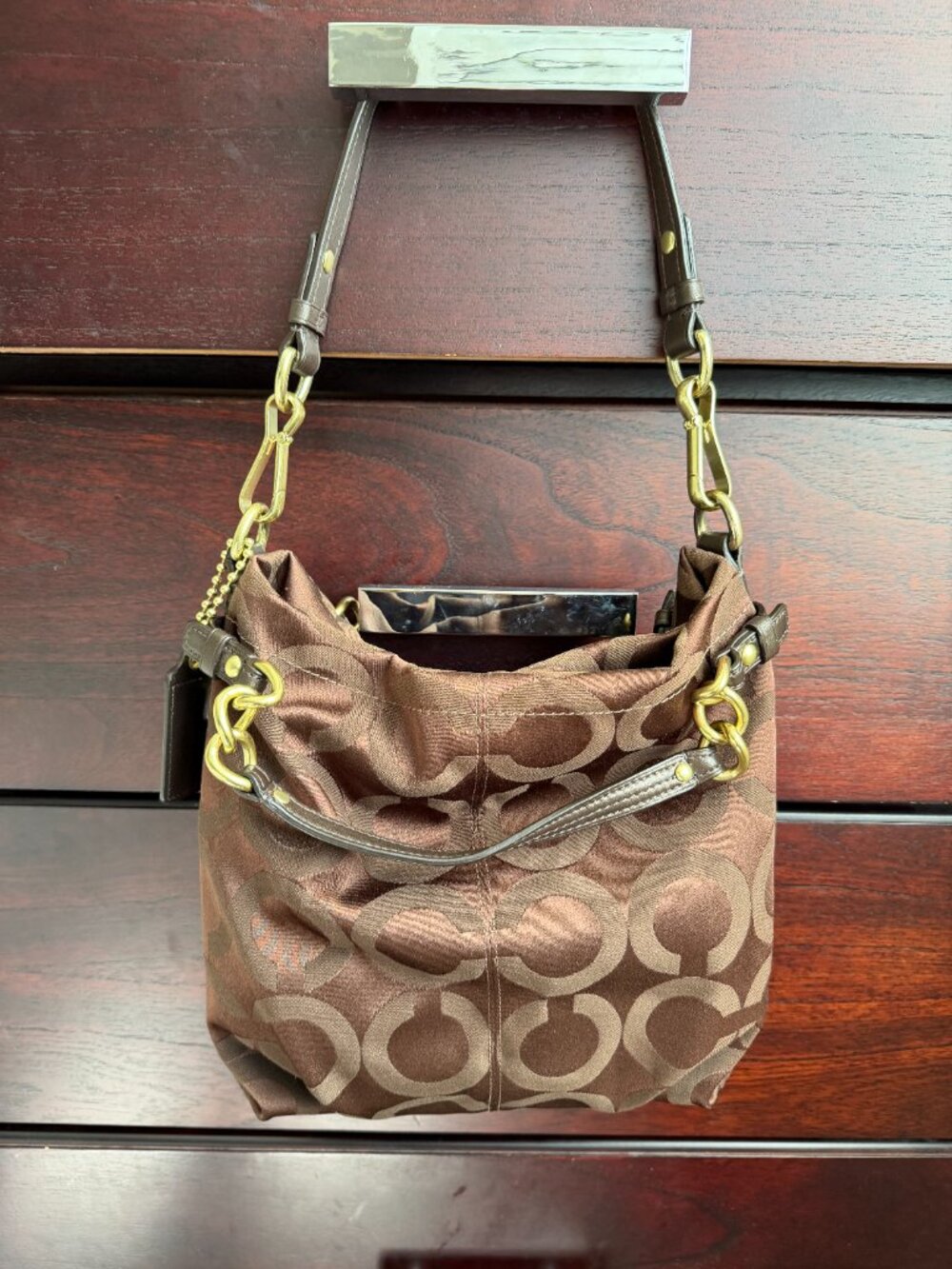 Coach Vintage Op Art Brooke Brown Canvas Bag - Picture 10 of 12